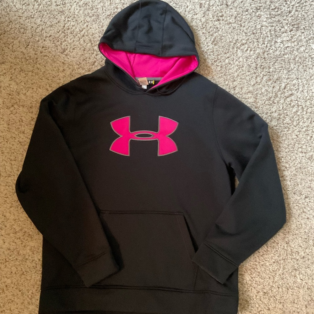 Under Armour Black and Pink Athletic Hooded Sweatshirt